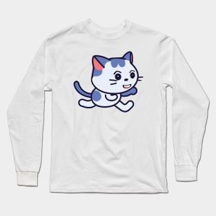 cute kawaii cat cartoon Long Sleeve T-Shirt